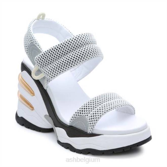 kosmos platform wedge sandaal vrouwen wit zilver sandalenASH PRRX34