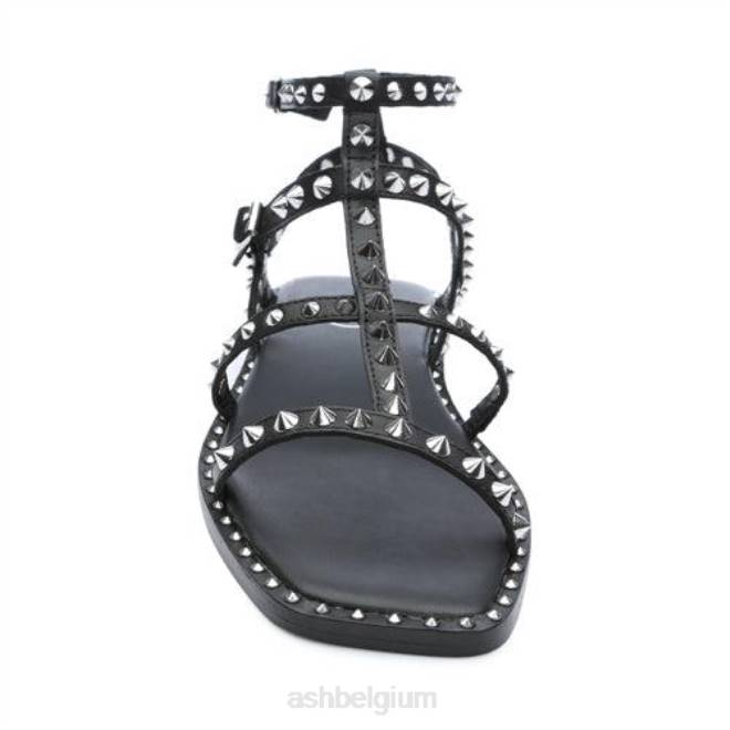 maeva platte sandaal met vierkante neus en studs vrouwen zwart sandalenASH PRRX72