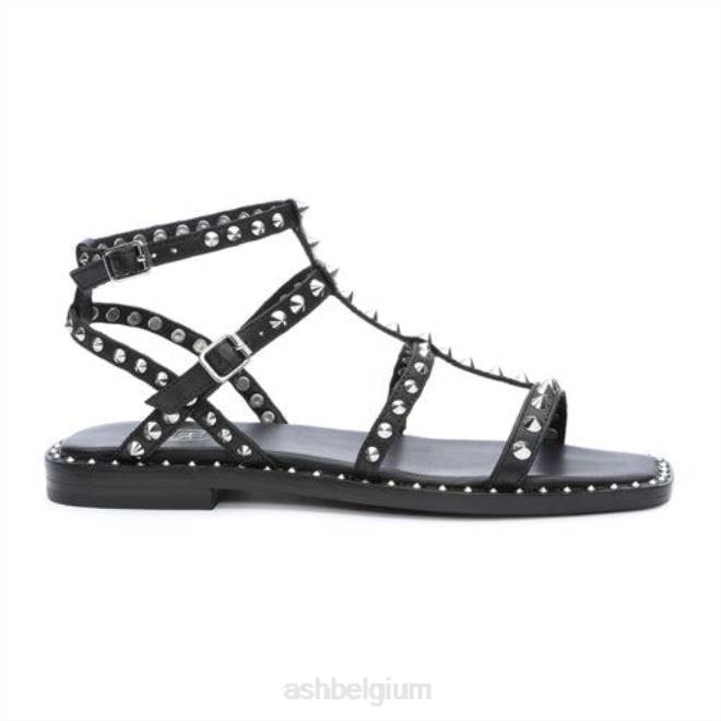 maeva platte sandaal met vierkante neus en studs vrouwen zwart sandalenASH PRRX72