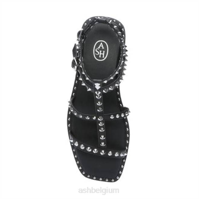 maeva platte sandaal met vierkante neus en studs vrouwen zwart sandalenASH PRRX72