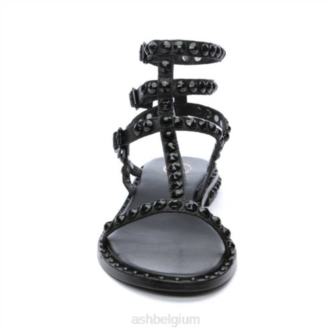 play bis ton-sur-ton bezaaide platte sandaal vrouwen zwart sandalenASH PRRX57