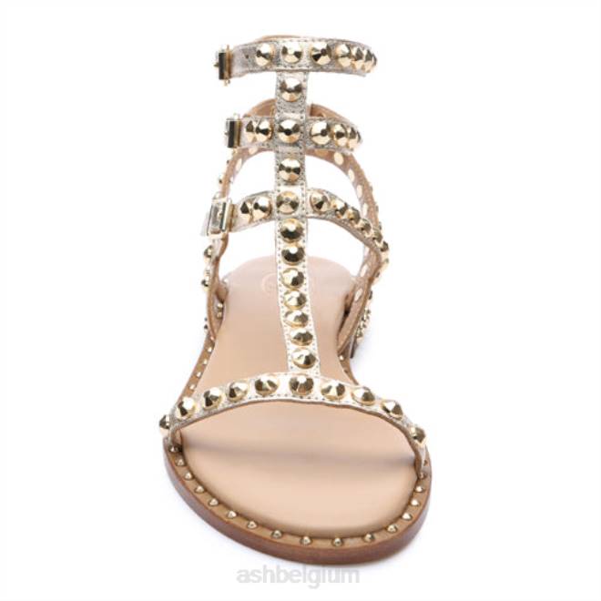 play metallic platte sandaal met studs vrouwen licht goud sandalenASH PRRX52