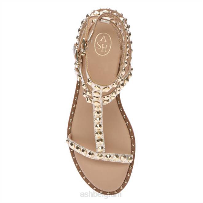 play metallic platte sandaal met studs vrouwen licht goud sandalenASH PRRX52
